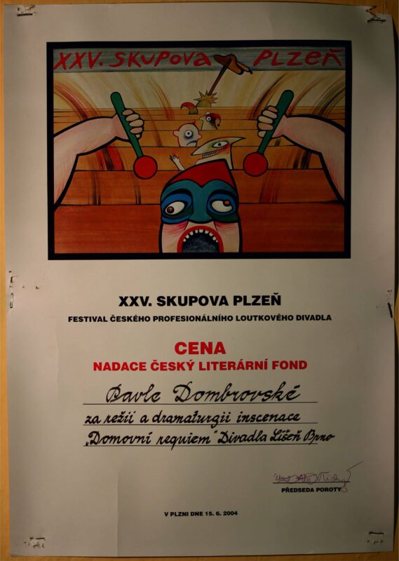 The award for Pavla Dombrovská for direction and dramaturgy of the production Domovní Requiem.